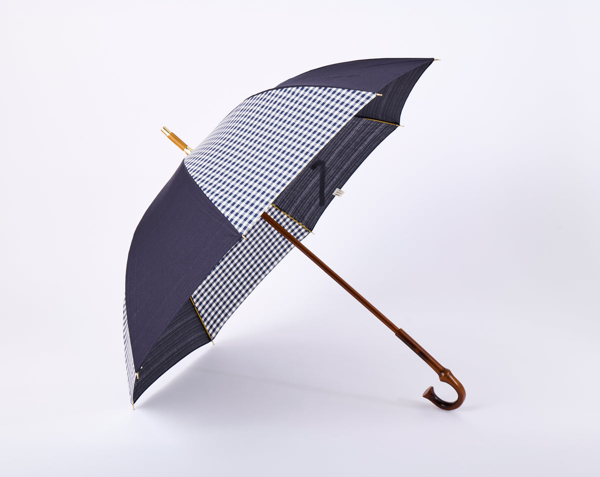 晴雨兼用長傘婦人傘(竹中棒) 55cm パッチワーク
